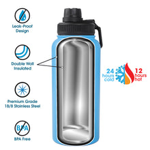 Load image into Gallery viewer, EcoFlask features include Leak-Proof Design, Double Wall Insulated, Premium Grade Stainless Steel, BPA Free. 24 Hours Cold and 12 Hours Hot
